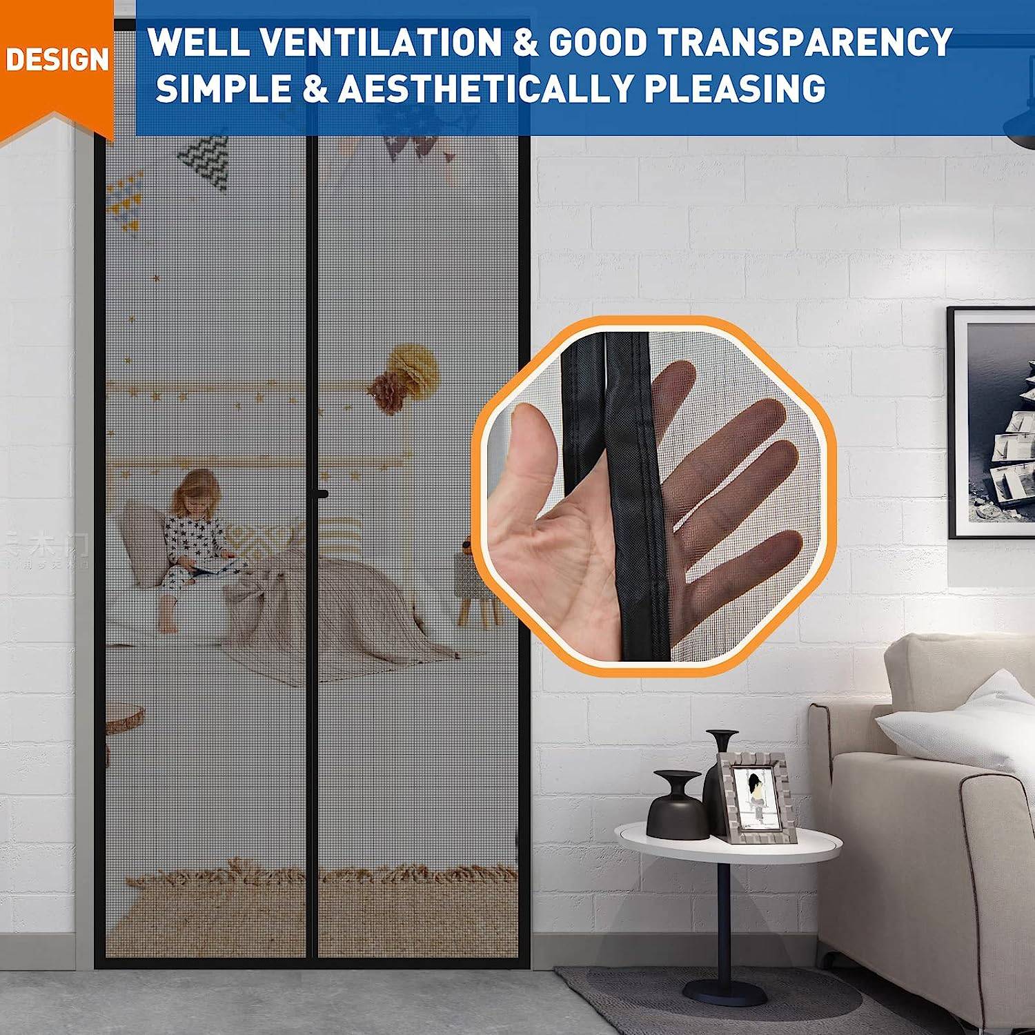 Magnetic Fly Screen Door - Black / 60cm x 210cm: image 3