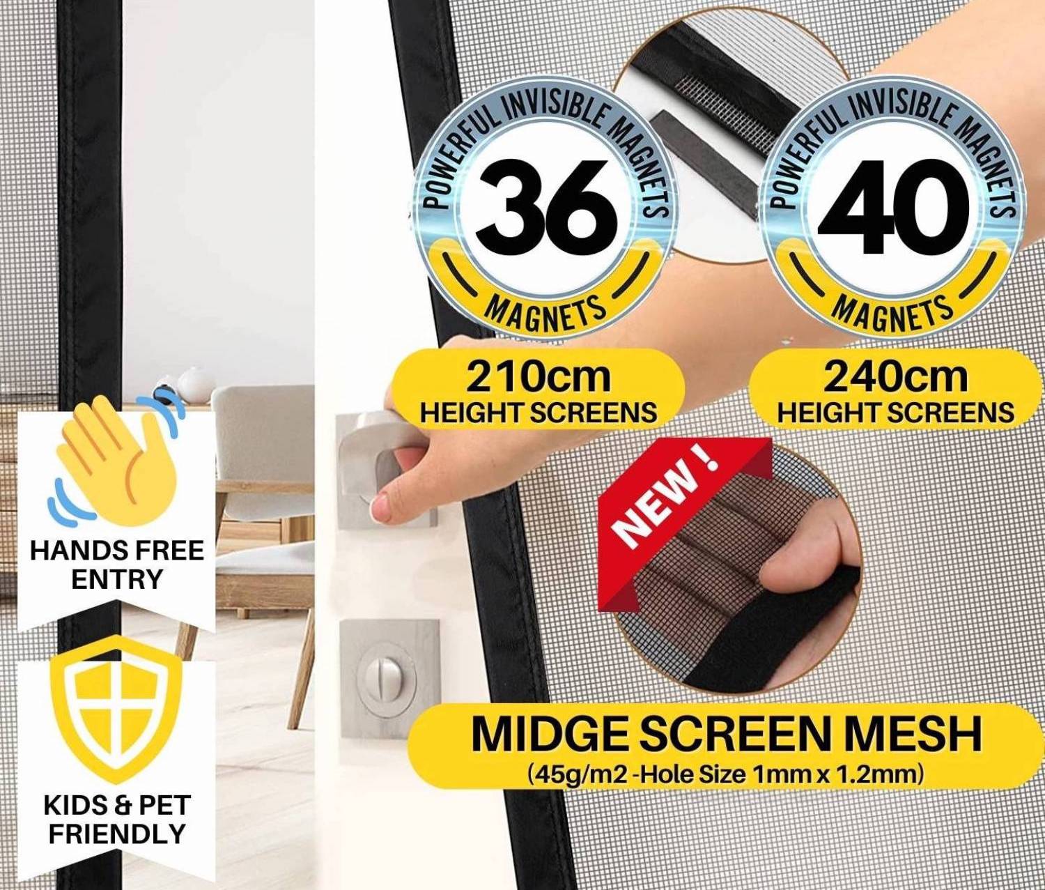 Magnetic Fly Screen Door - Black / 60cm x 210cm: image 7